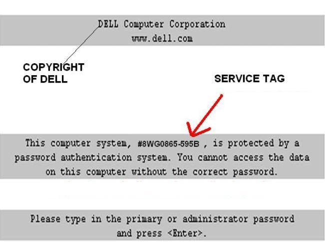 Dell 595B primary or administrator password